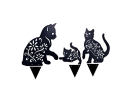 3pcs Estacas De Jardim De Gato Metal Silhueta Decorativa