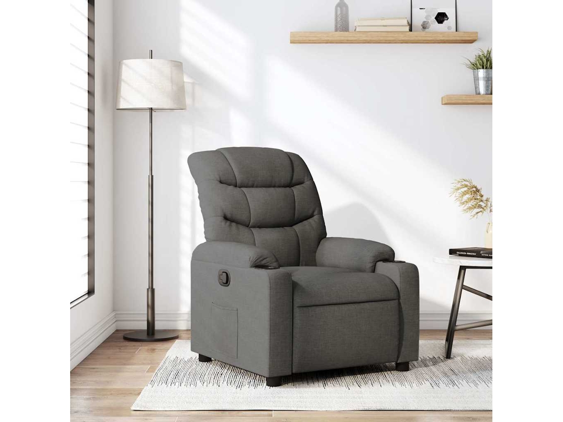 Vidaxl Poltrona Reclinável Tecido Cinzento-escuro
