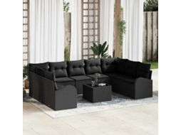 Vidaxl Conjunto De Sofás 10 Pcs Preto Rattan De Polipropileno