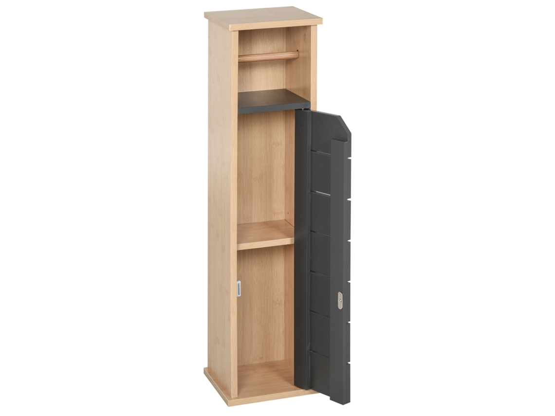 Suporte Papel Cinzento 2 Higiênico Andares Mdf Bambu