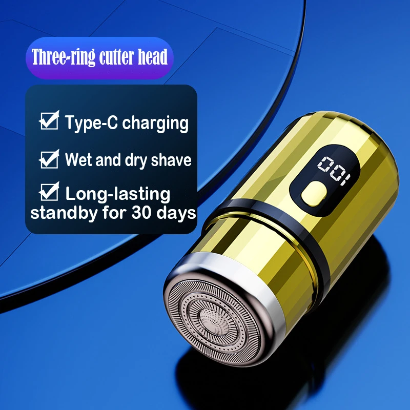 Mini Barbeador Elétrico, Recarregável Via Usb c, À Prova D'água, Portátil, Ideal para Viagens e Uso Doméstico. MDUG (t6 Gold)