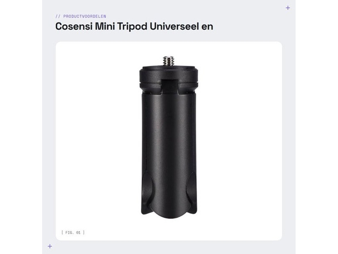 Tripé Mini Premium Qualidade - Antideslizante - Reutilizável - Durável - Preto - Altura 8 Cm - Estabilizador