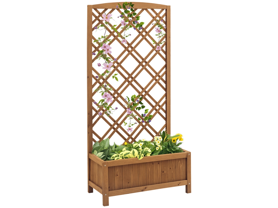 Vaso Treliça de madeira para plantas, 60x30x122,5 cm, natural | S/MARCA