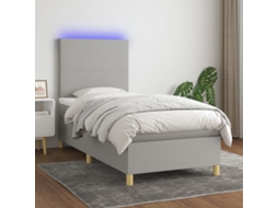 Vidaxl Cama Box Spring C/ Colchão E Led 100x200 Cm Tecido Cinza-claro