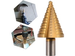 Broca Escalonada Hss Titanio Mango Triangular Redondo Cono 5-35mm Para Acero Hoja Pvc Madera