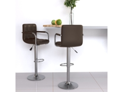 Vidaxl Bancos De Bar 2 Pcs Couro Artificial Castanho