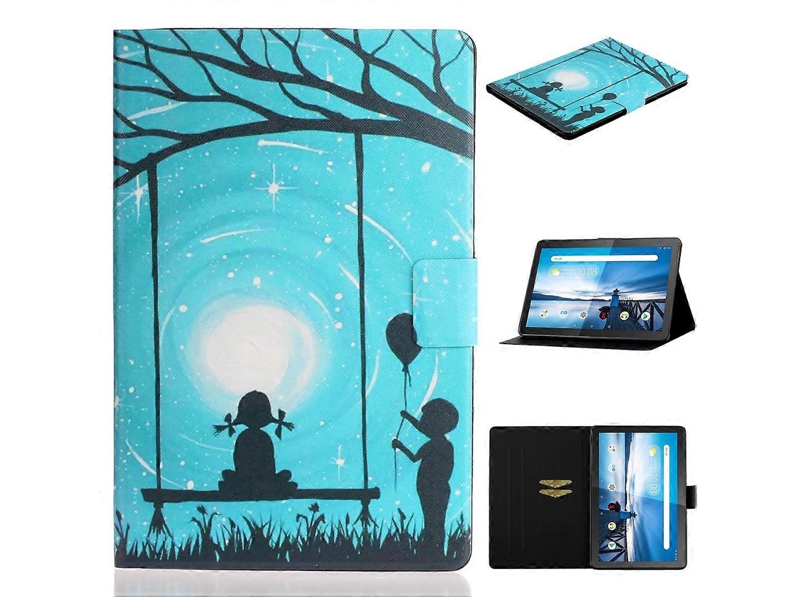 Capa De Couro Com Aba Horizontal E Desenho Colorido Para Lenovo Tab M10 Tb-x605f / X505, Com Suporte E Compartimento Para Cartão.