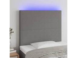 Vidaxl Cabeceira de Cama C/ Led Tecido 100x5x118/128 Cm Cinza escuro