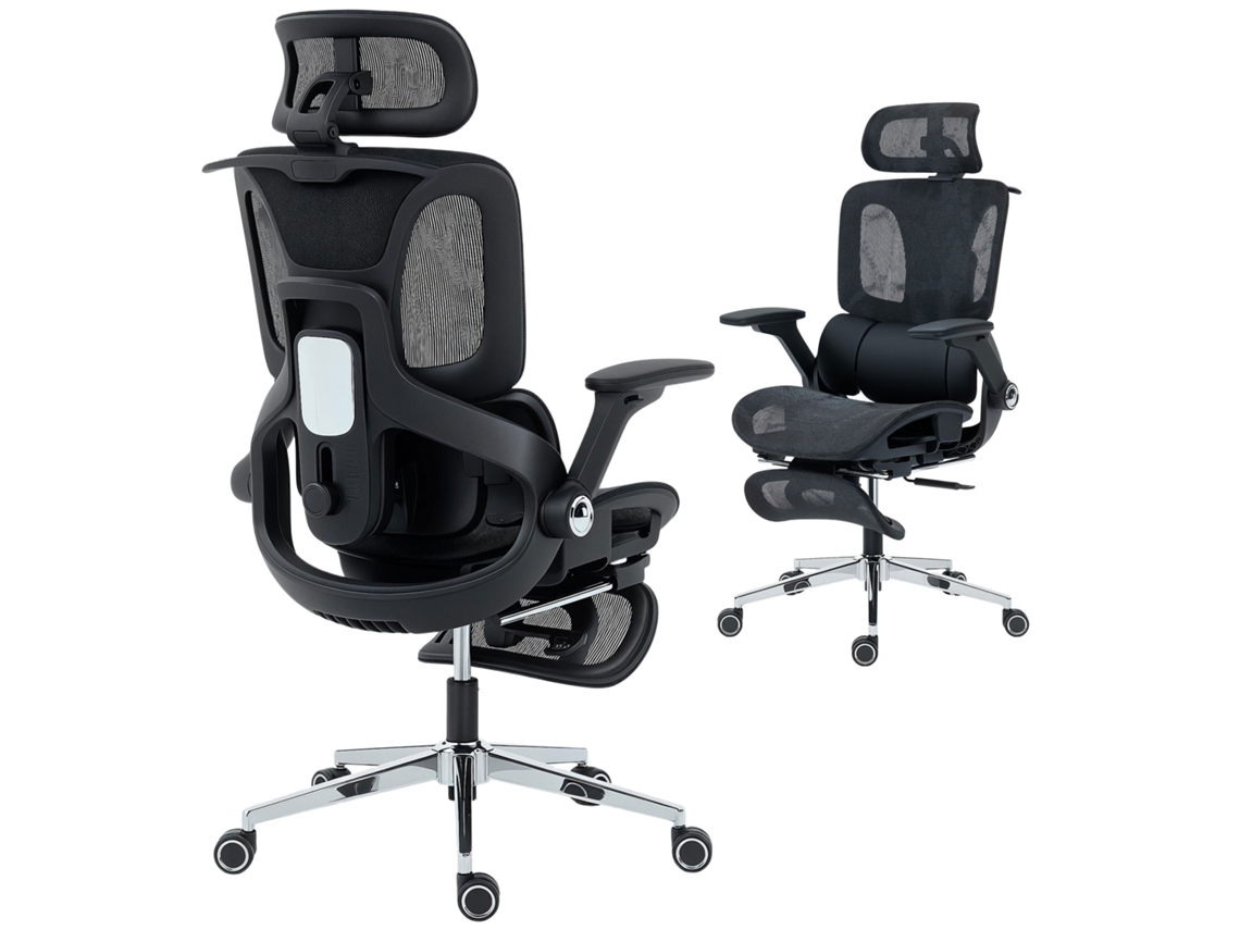 Cadeira Ergonómica com Encosto Reclinável, Apoios de Braço 4d, Cabeceira Ajustável e Suporte Lombar, Preta PROFESIA BOYANG