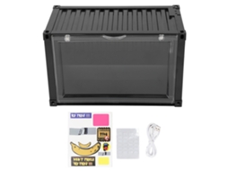 Ats estante para Figuras Miniatsuras com Led Antipolvo Apilável para Brinquedos e Modelos Preto