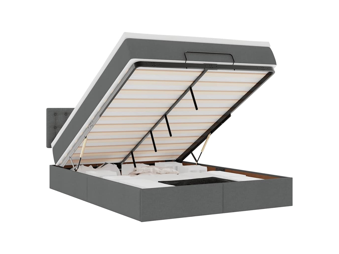 Cama Otomana com Colchão Leds Cinzento Escuro MAISON EXCLUSIVE (140x190 cm)