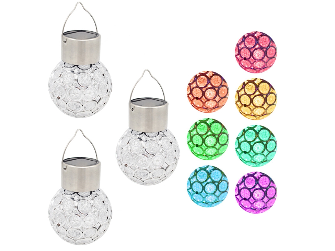 Lâmpada Solar com Esfera de Cristal para Jardim e Festas Conjunto de 3 NEVEANCE