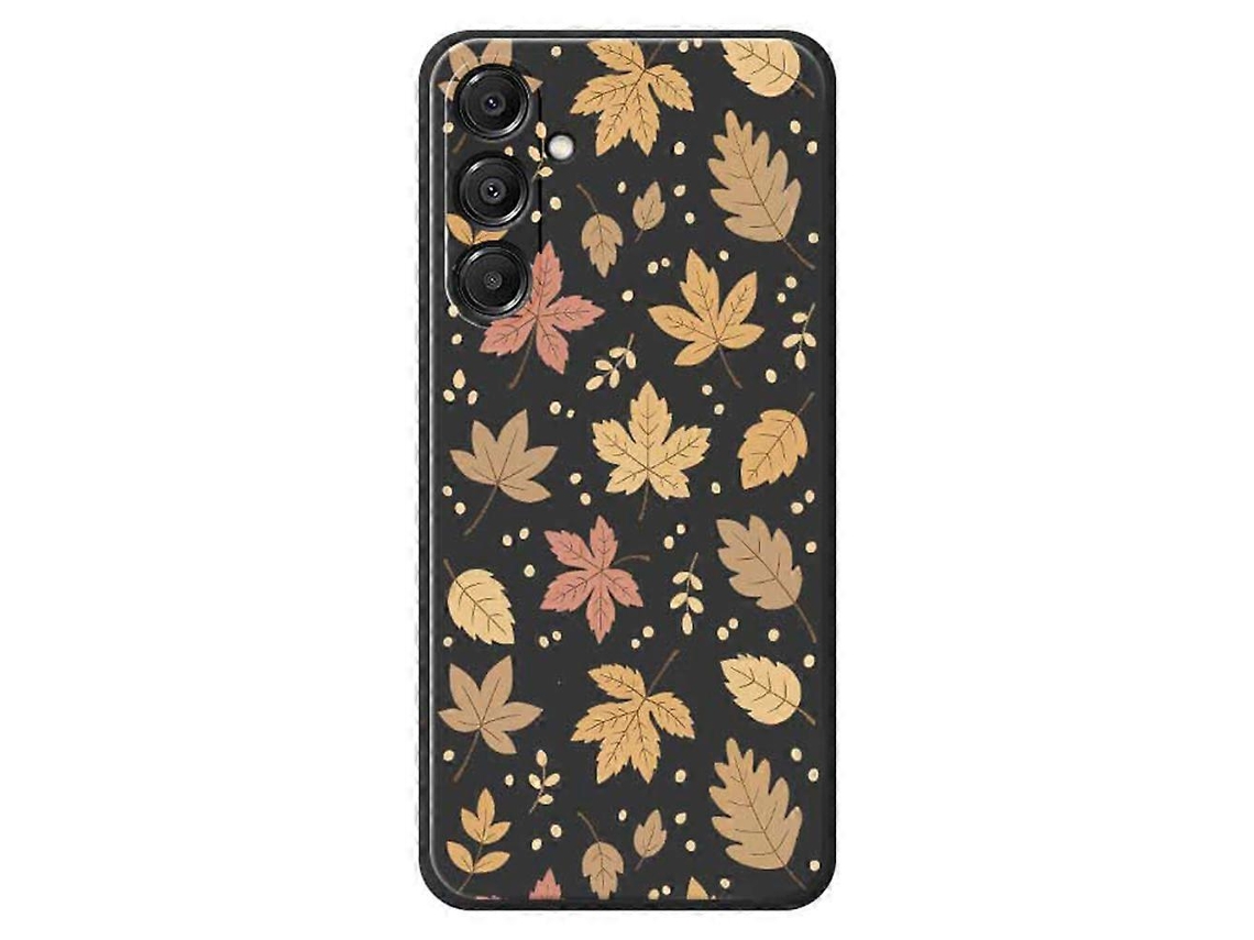 Capa Traseira De Tpu Com Borda Reta E Estampa De Folhas Para Samsung Galaxy A16 5g 4g, Preta