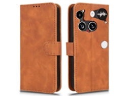 Capa De Couro Nothing Phone (3) 5g - Capa Carteira Anti-queda Com Toque Aveludado Marrom