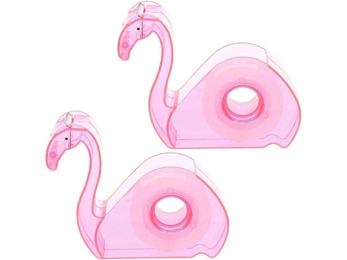 Conjunto com 2 Unidades de Porta fita Adesiva em Formato Flamingo, Dispensador Fita Adesiva, Suporte para Rolo Cortador GOKOCO