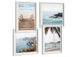 Pinturas Murais Modernas Formas Abstratas Em Marrom Moldura Branca Fotos Para O Escritório Espelharte (conjunto De 4 Imagens)