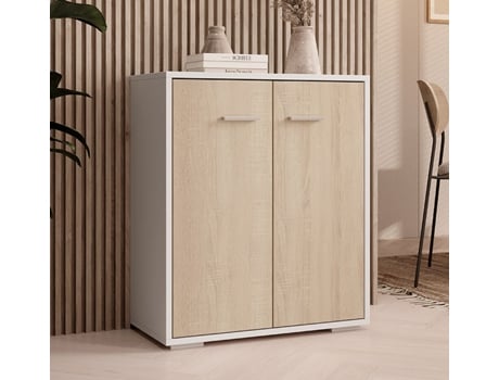 Aparador London 60x71x30 Cm Branco E Carvalho Sonoma Design Moderno E Multifuncional Fabricado Na Espanha Domensino