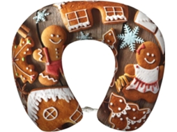 Travesseiro de Viag Espuma Viscoelástica com Formato Biscoito Gengibre Suporte para o Pescoço 100 % Poliéster