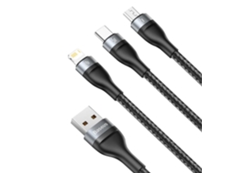 Cabo Multifunções Baseus 3 em 1 Usb 1.2M Preto
