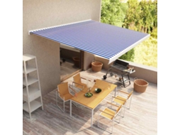 Vidaxl Toldo Motorizado Com Caixa 400x300 Cm Azul E Branco