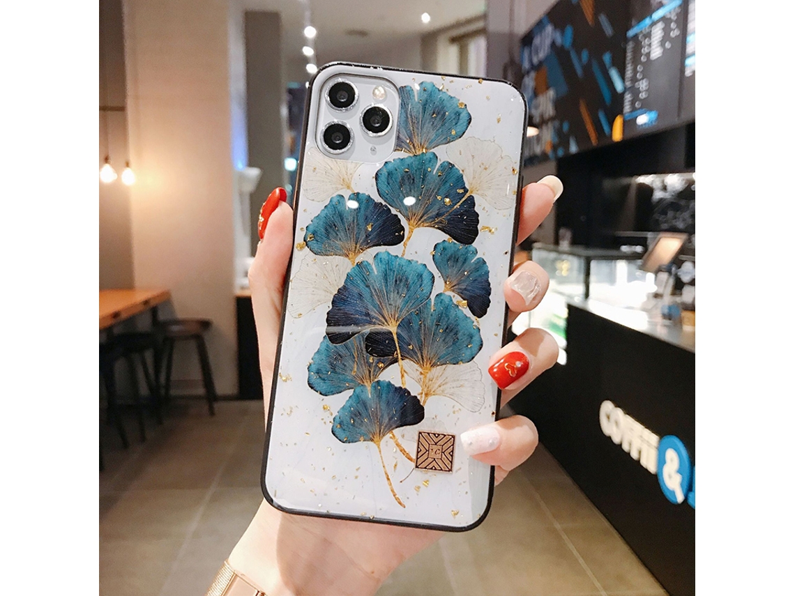 Capa LAXISCREED Apple 12proma Folha Ginkgo Ouro