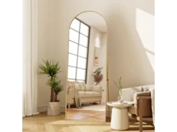 Espelho De Pé 164×54 Cm Dourado, Arqueado, Pode Pendurar Ou Apoiar No Chão, Flexível, Ideal Para Corpo Inteiro E Conferir O Look Ycone