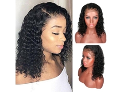 2026 peluca de Pelo Humano Brasileño de Onda Natural Con Encaje Frontal Corta Rizos Ondulados para Mujer
