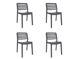 Set 4 Cadeiras Interior, Exterior Cinza Escuro Wind Garbar