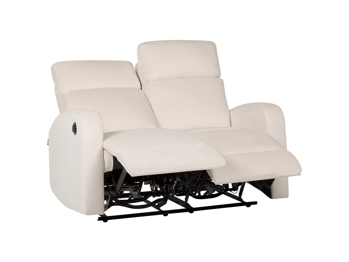 Sofá De 2 Lugares Beliani Verdal De Veludo Creme 133x73x100