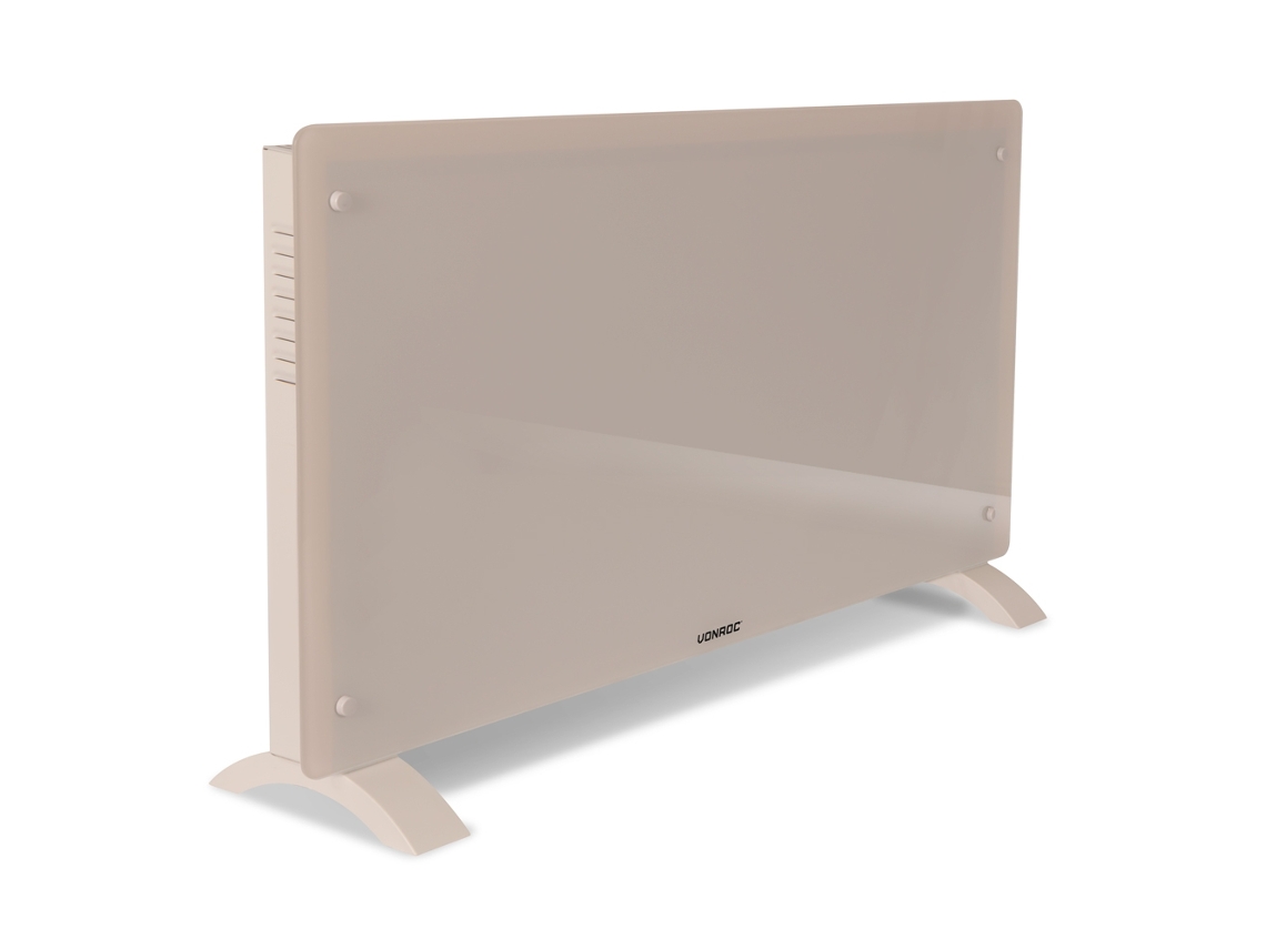 Aquecedor Elétrico Luxuoso Vonroc 2500w Bege Com Painel De Vidro E Wi Fi