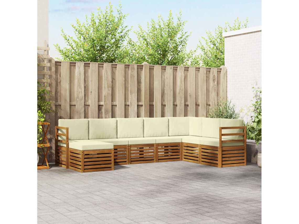 Vidaxl Conjunto De Sofás Para Exterior 8 Pcs Natural E Creme