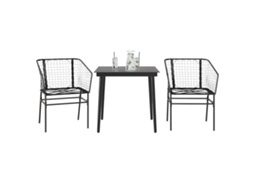Vidaxl 3 Pcs Conjunto De Jantar Para Jardim Vime Pe Vidro Preto