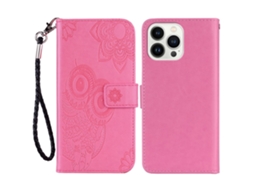 Capa Em Couro Pu Com Pega Para Iphone 16pro - Rosa
