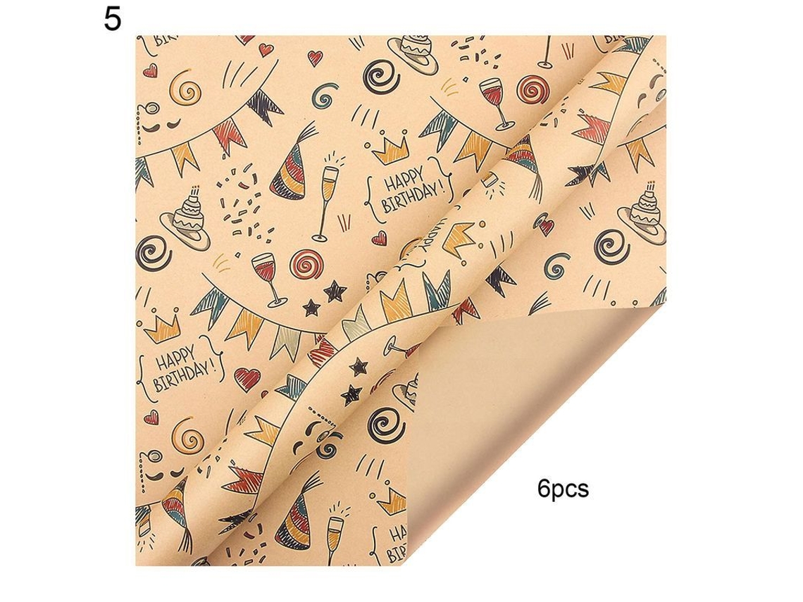Papel De Presente Kraft Ecológico Resistente Com Padrões De Notas Musicais E Desenhos Animados Para Casa E Festivais 5