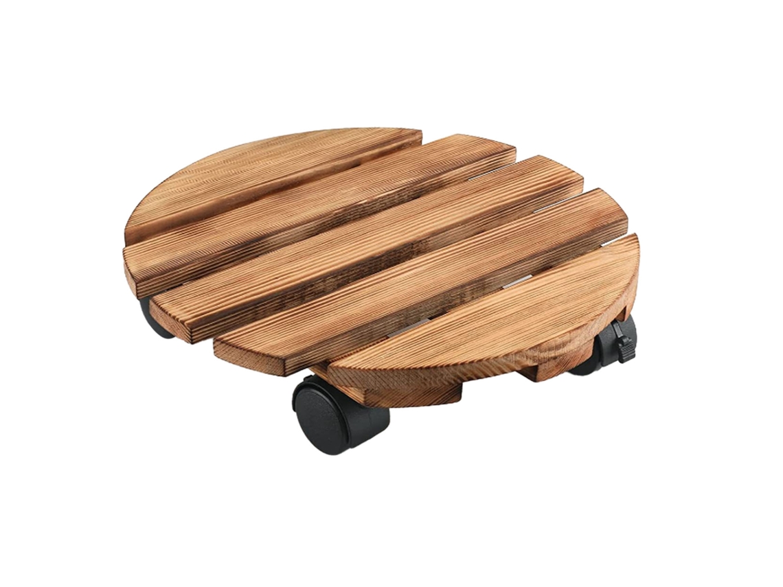 Suporte Para Plantas Móvel De Madeira Com Rodas Universal