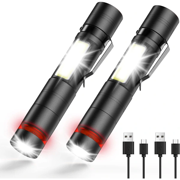 Mini Lanterna Led 2 Peças, Braçadeira De Aço E Cob, Pequenas Lanternas Recarregáveis ​​usb, Portáteis E À Prova Dágua Ipx5 Para C Aquaforge