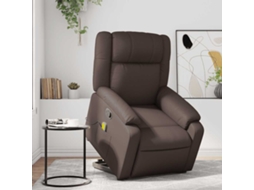 Vidaxl Poltrona Massagens Reclinável Elevatória Couro Artif. Castanho