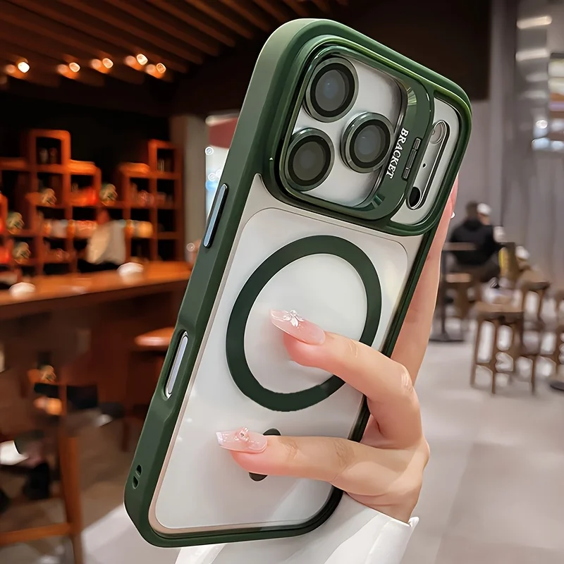 Capa Protetora Com Suporte Magnético Magsafe Para Iphone 12 Pro Max (verde Militar).
