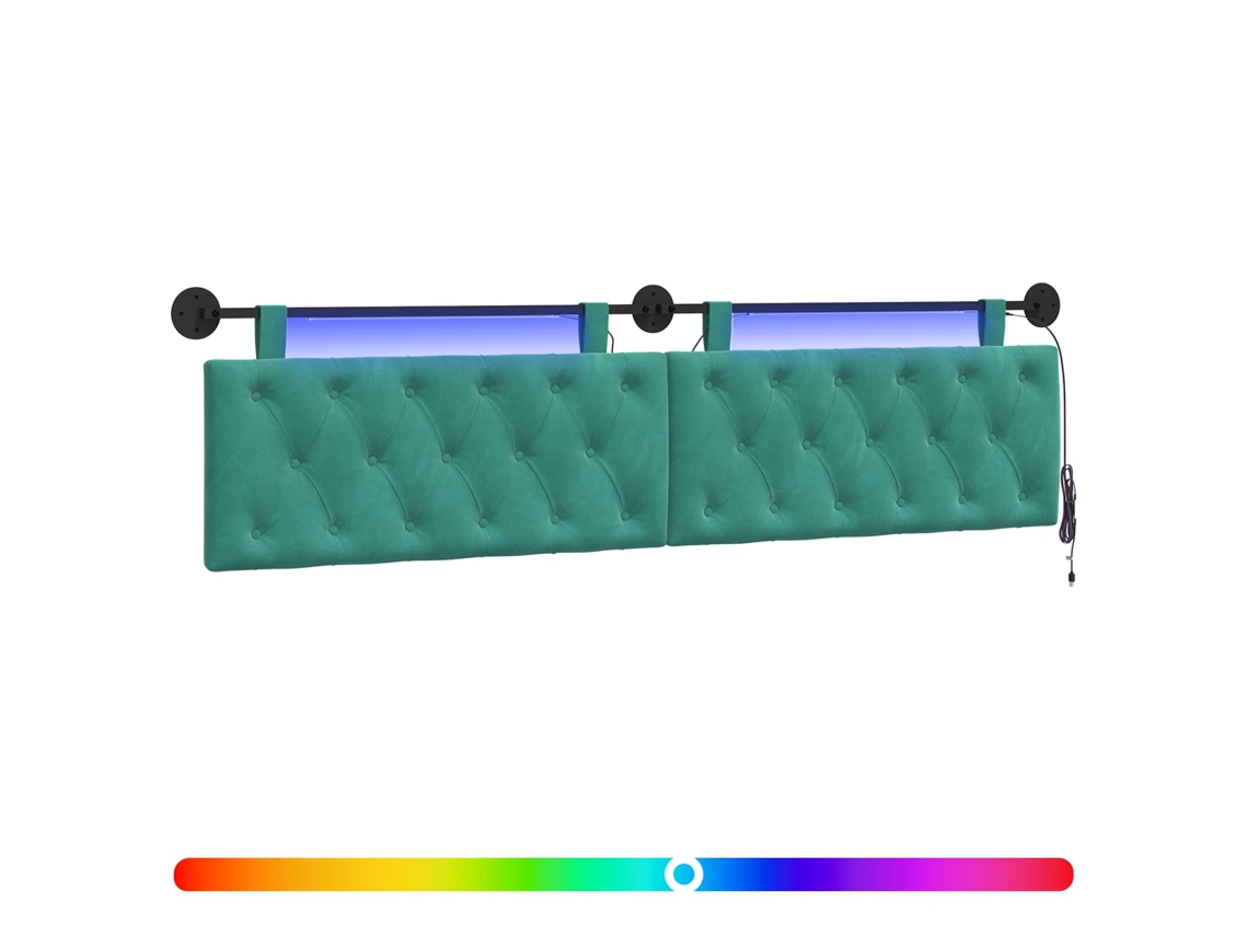 Conjunto 1 Cabeceira Moderna Vidaxl Azul-turquesa Veludo (210 X 55 X 7 Cm)