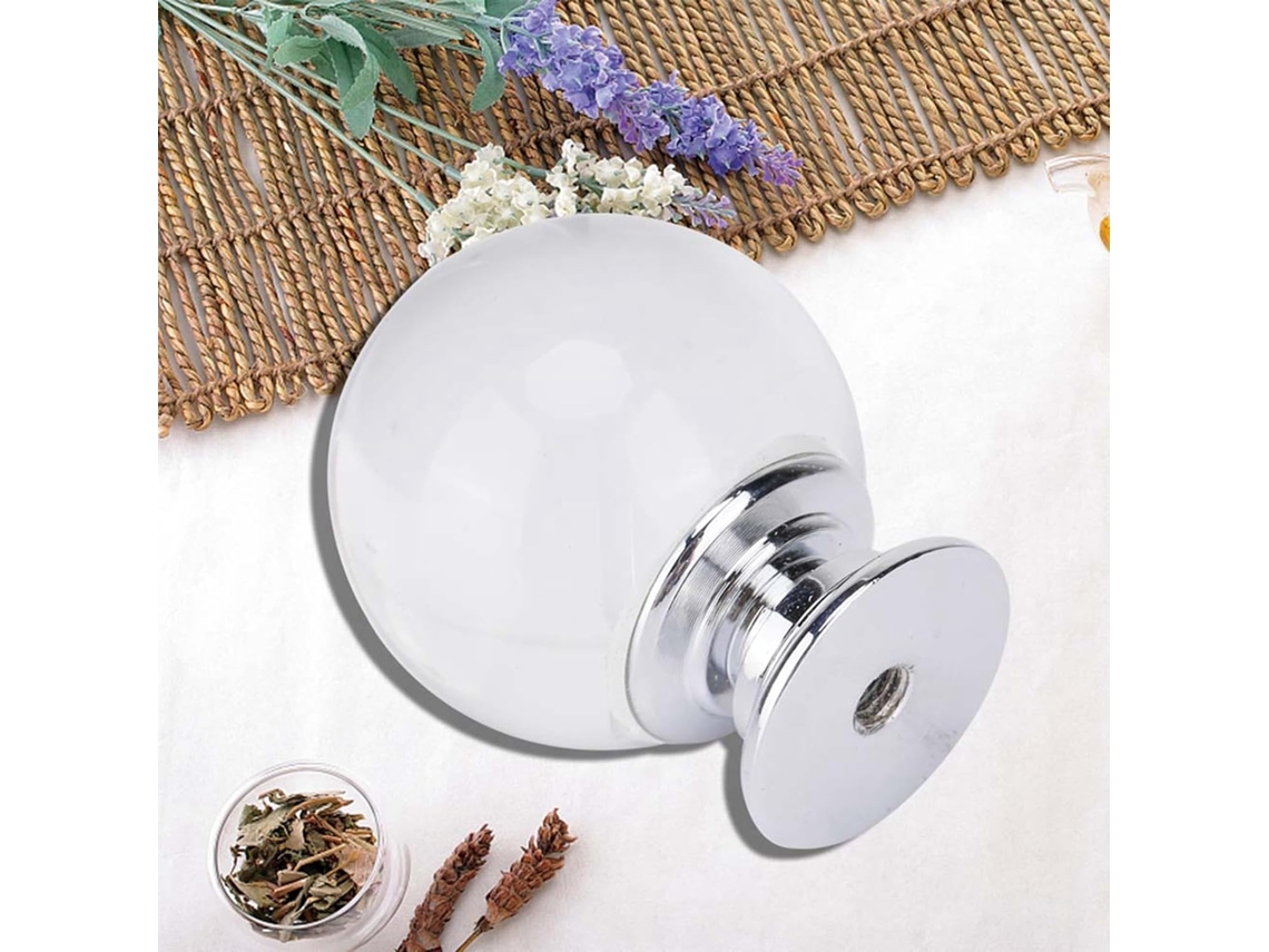 Puxador De Bola Cristal Eacam 30mm Com Acabamento Cromado Para Armário, Gaveta, Porta, Guarda Roupa, Ferragens Para