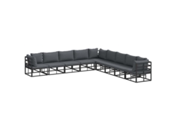 Conjunto 9 Móveis De Jardim Vidaxl Preto Alumínio (353 X 353 X 71 Cm)