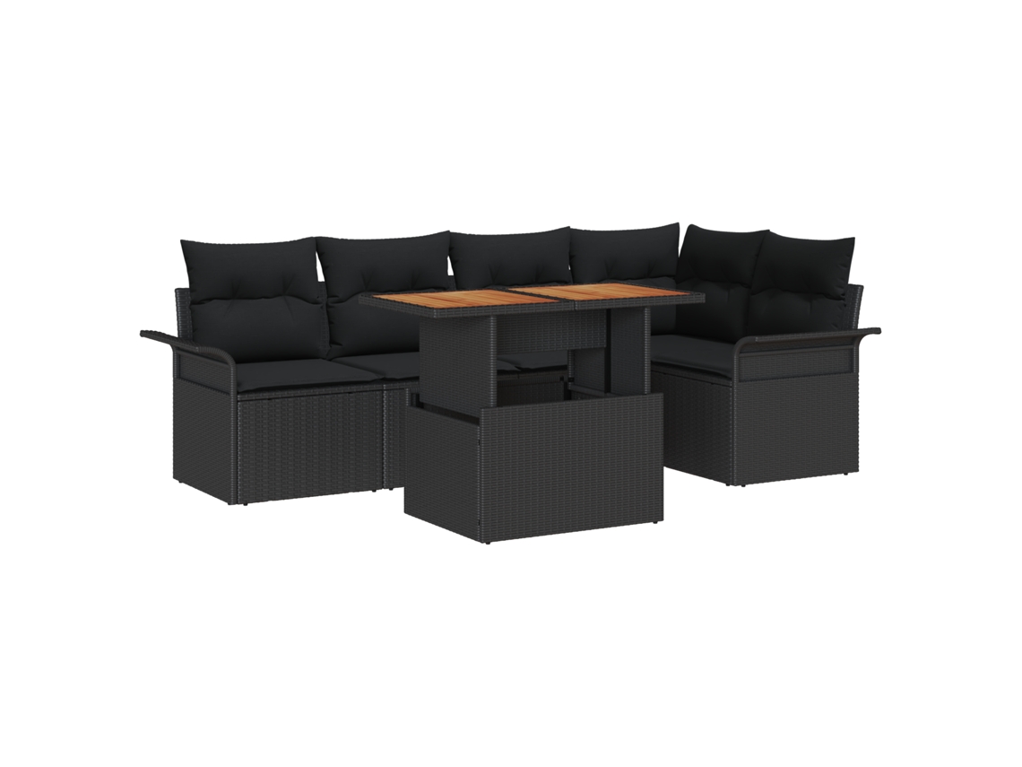 Conjunto 6 Conjunto De Móveis Para Exterior Vidaxl Preto Vime Pe (100 X 55 X 73 Cm)