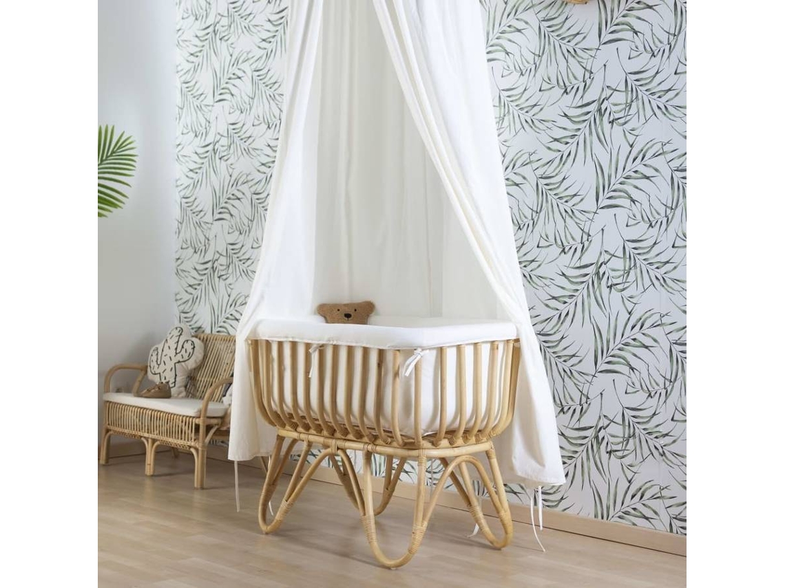 CHILDHOME Berço em vime com colchão 90x50 cm retangular