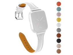 Pulseira de substituição elegante em couro bovino genuíno compatível com Fitbit Versa 2/Versa/Versa Lite/Versa SE/Ebike