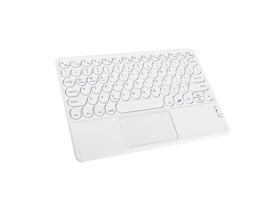 Teclado Bluetooth Com Teclas Redondas E Touchpad + Conjunto De Mouse Bluetooth, Compatível Com Ipad, Android E Outros Dispositivos, Branco.