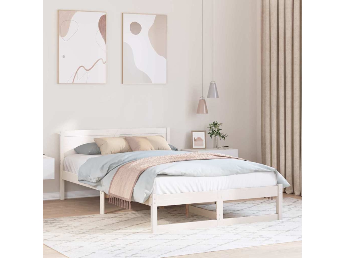 Vidaxl Estrutura Da Cama Com Cabeceira Branco 120 X 200 Cm