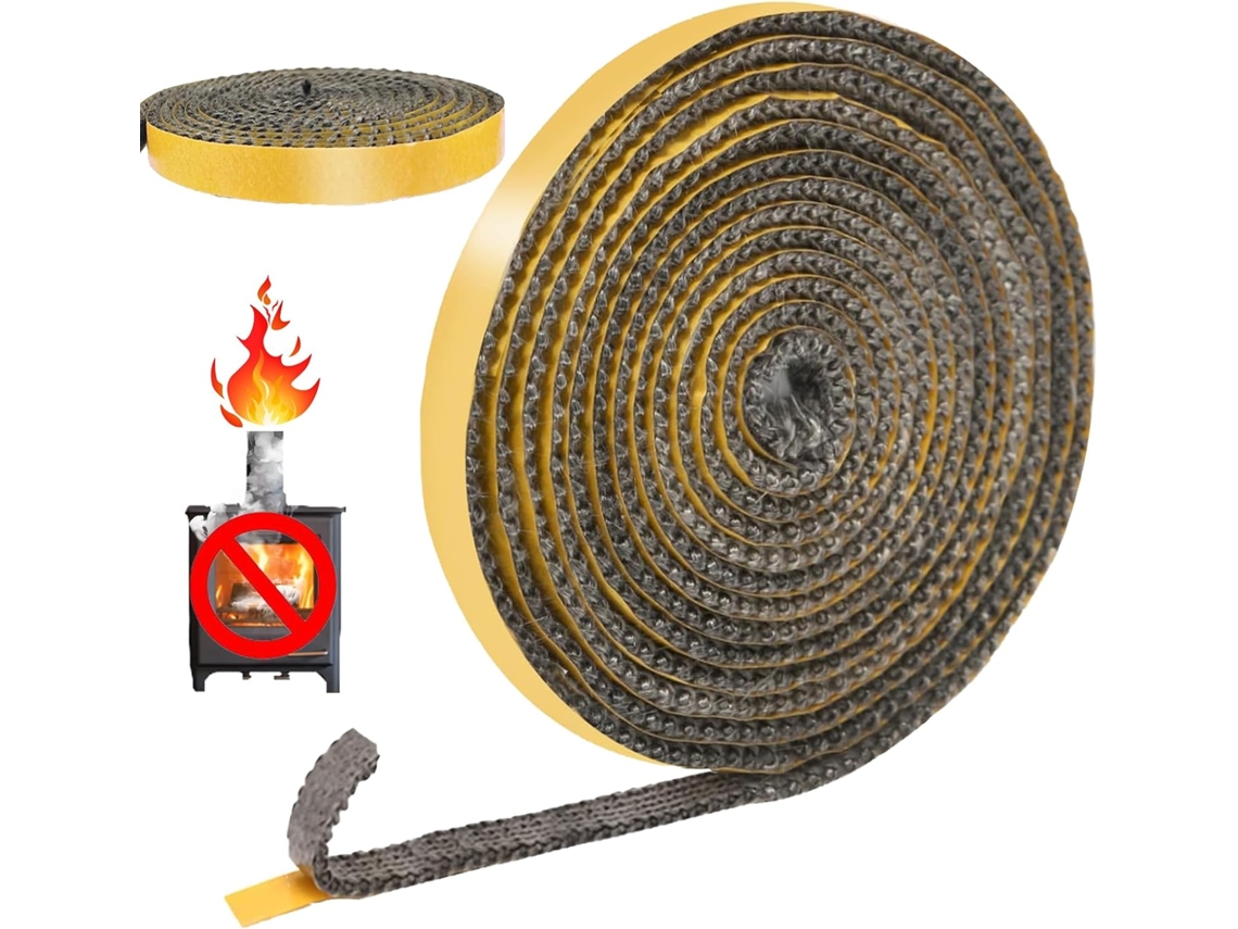 Fita De Vedação Autoadesiva De 4 M Para Fogão A Lenha (3 Mm X 10 Mm X 4 M), Em Fibra De Vidro