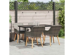 Vidaxl Conjunto De Jantar Para Jardim 5 Unid. Cinzeto Vime Pe