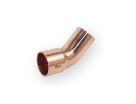 Acessório de Tubo Cotovelo de Cobre para Solda Macho X Fêmea Diâmetro de 28 mm Angulação de 45 Graus