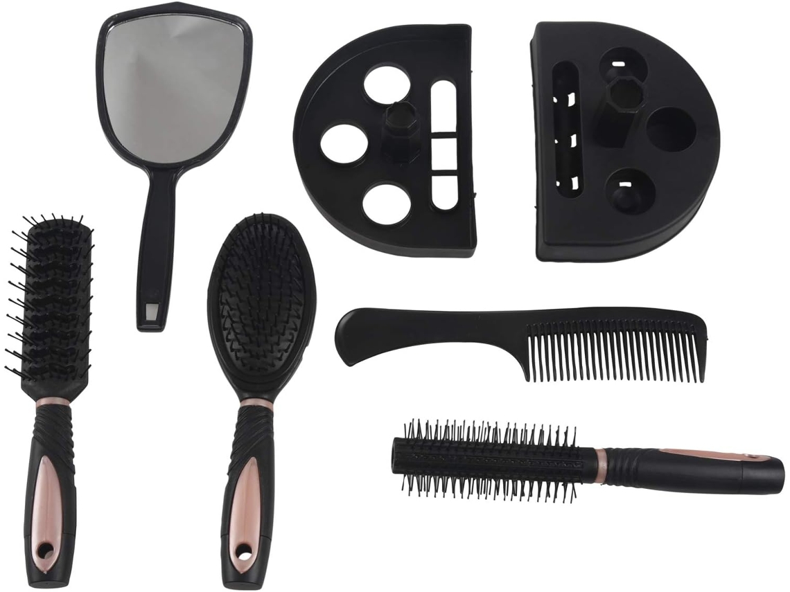 Conjunto de 5 Escovas de Cabelo Femininas com Espelho SFUSHOS